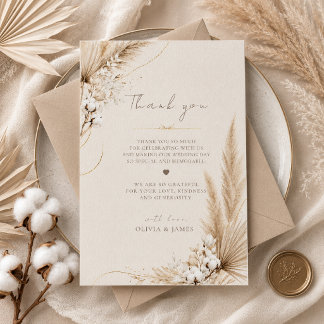 Tarjeta de agradecimiento boho de elegancia de Pam