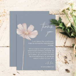 Tarjeta De Agradecimiento Boho de Flor Silvestre Simple | Boda azul turbio