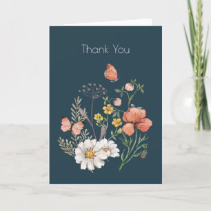 Tarjeta De Agradecimiento Boho de flores silvestres botánicas
