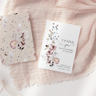 Tarjeta De Agradecimiento Boho de flores silvestres minimalista moderno Duch
