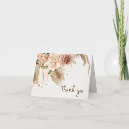 Tarjeta de agradecimiento boho de hierba de las pa