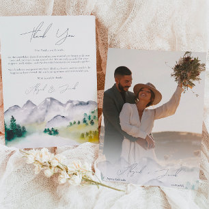 Tarjeta De Agradecimiento Boho de la boda de destino de la montaña en Colora