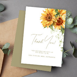 Tarjeta De Agradecimiento Boho de Sunflower elegante guión ducha de novia