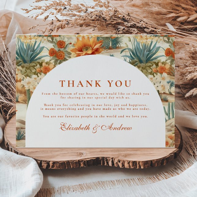 Tarjeta De Agradecimiento Boho Desert Arch Wedding (Subido por el creador)