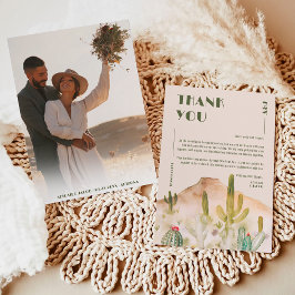 Tarjeta De Agradecimiento Boho Desert Cactus Arizona Boda de Destino