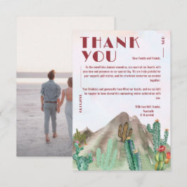 Tarjeta De Agradecimiento Boho Desert Cactus Arizona Boda de destino