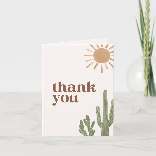 Tarjeta De Agradecimiento Boho Desert Cactus Baby Shower (Anverso)