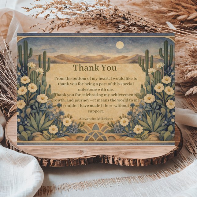 Tarjeta De Agradecimiento Boho Desert Cactus Birthday (Subido por el creador)