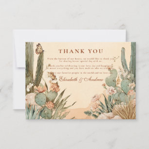 Tarjeta De Agradecimiento Boho Desert Cactus Boda Floral