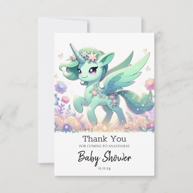 Tarjeta De Agradecimiento Boho Dreamy Unicorn Baby Shower (Anverso)
