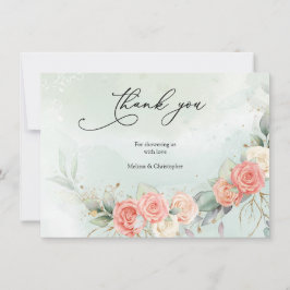 Tarjeta De Agradecimiento Boho Dusty Rose Verdor y Oro Baby Shower