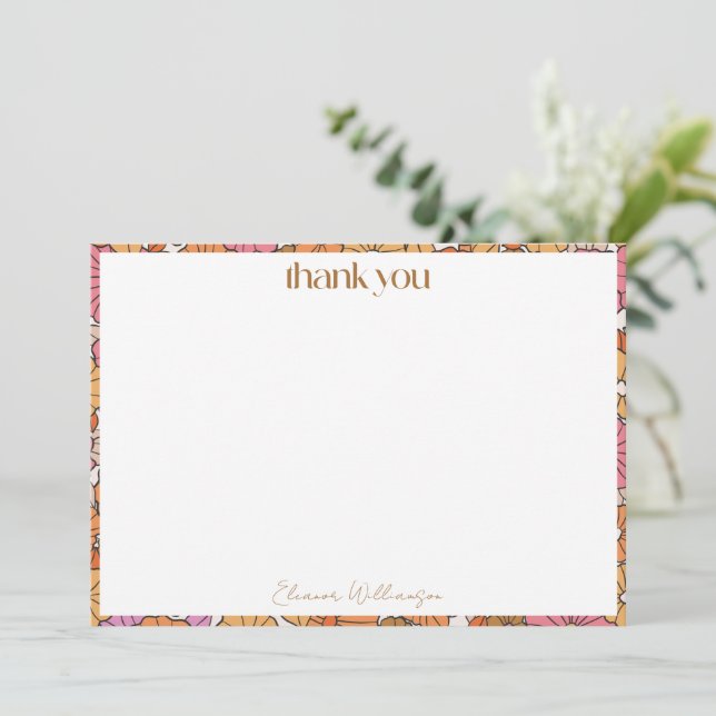 Tarjeta De Agradecimiento Boho Earthy Naranja Floral Personalizado Bridal Sh (Anverso de pie)