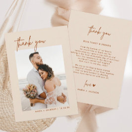 Tarjeta De Agradecimiento Boho Earthy Photo Boda Gracias Cartas