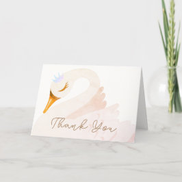 Tarjeta De Agradecimiento Boho Elegant Princess Swan Chica Baby Shower