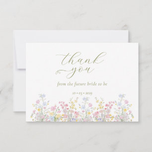 Tarjeta De Agradecimiento Boho Elegante Despedida de Soltera con Flor Silves