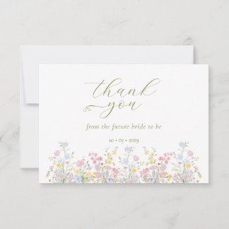 Tarjeta De Agradecimiento Boho Elegante Despedida de Soltera con Flor Silves