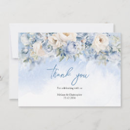Tarjeta De Agradecimiento Boho Elegante invierno polvoriento flores azules y