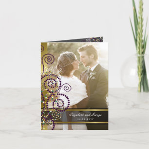 Tarjeta De Agradecimiento Boho Espirales Morados Foto de Boda de Agradecimie