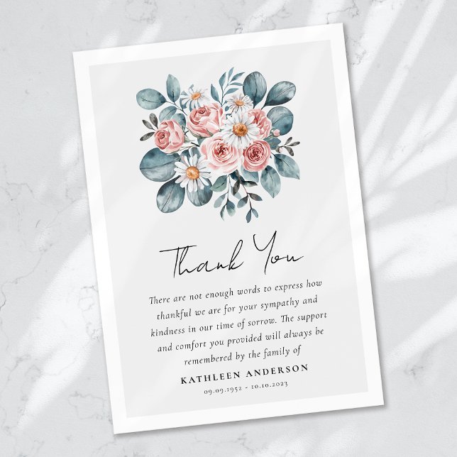 Tarjeta De Agradecimiento Boho Eucalyptus Simpatía Floral Funeral (Subido por el creador)