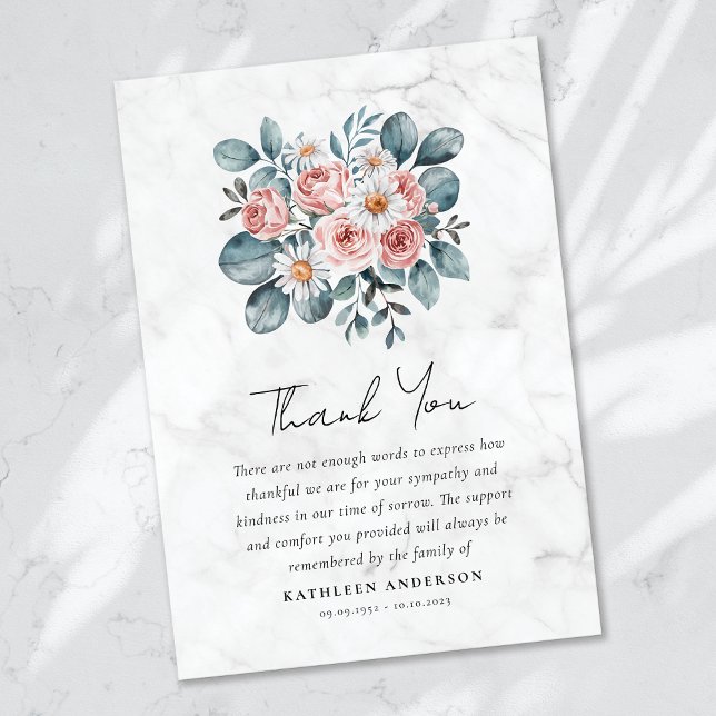 Tarjeta De Agradecimiento Boho Eucalyptus Simpatía Floral Funeral (Subido por el creador)