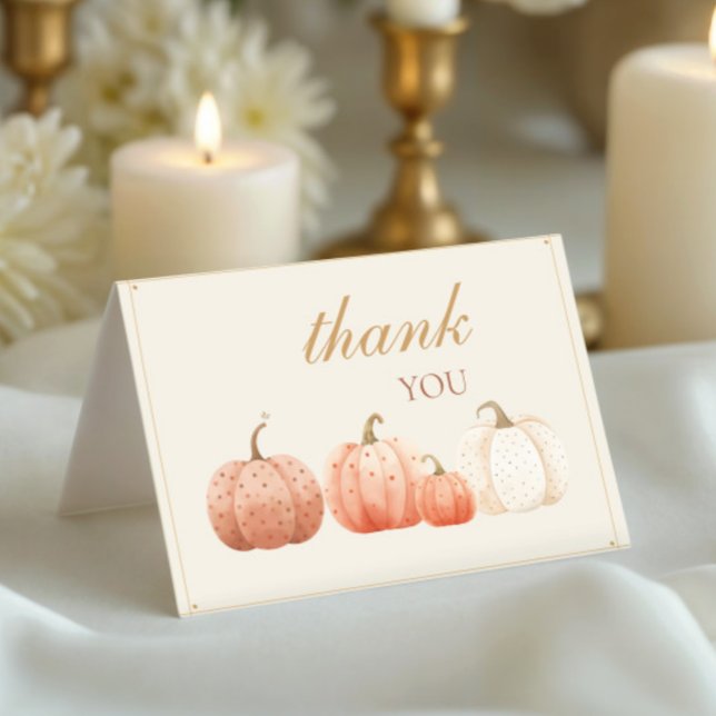 Tarjeta De Agradecimiento Boho Fall Polka Dot Pumpkins Baby Shower (Subido por el creador)