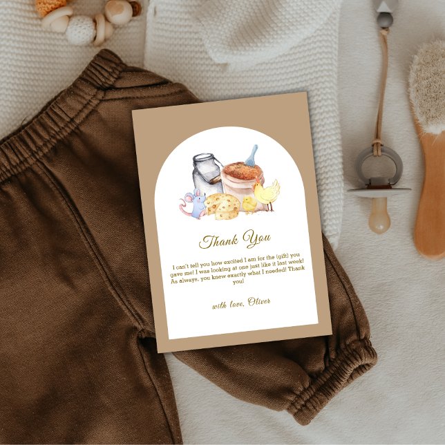 Tarjeta De Agradecimiento Boho Farm Chicken Mouse Baby Shower (Boho Locally Grown Farm Chicken Mouse Baby Shower Thank You Card)