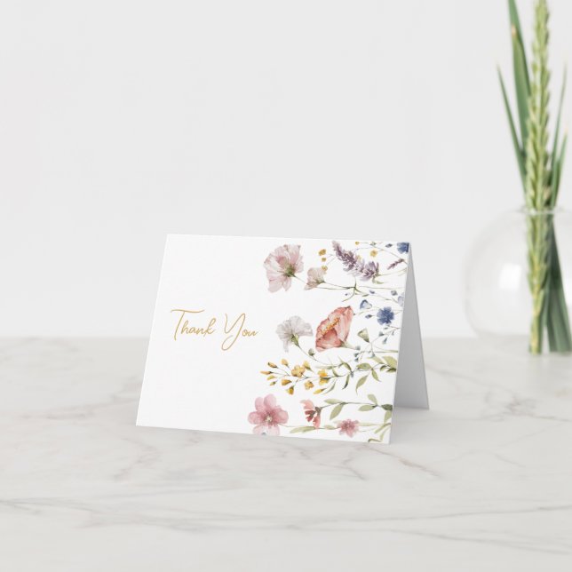 Tarjeta De Agradecimiento Boho Flor Silvestre (Anverso)