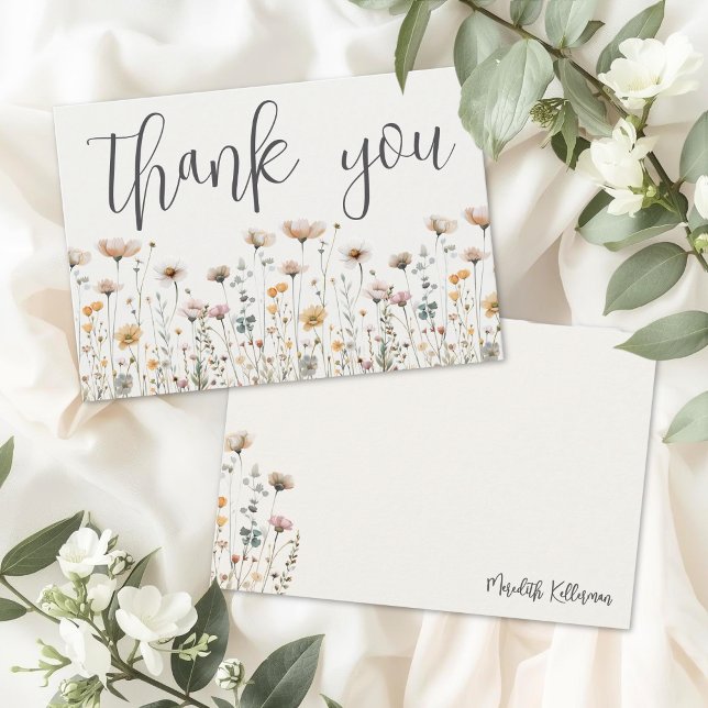 Tarjeta De Agradecimiento Boho Flor Silvestre (Boho Wildflower Thank You Card)