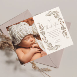 Tarjeta De Agradecimiento Boho Flor silvestre Género Bautismo fotográfico ne