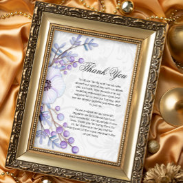 Tarjeta De Agradecimiento Boho Floral Berries Purple Boda