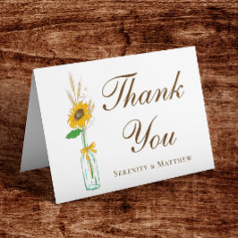 Tarjeta De Agradecimiento Boho Floral de girasol Gracias Boda De País