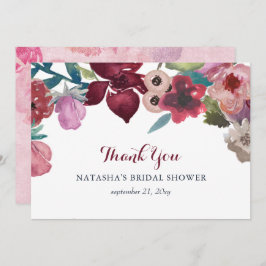 Tarjeta De Agradecimiento Boho Floral Garden Bridal Shower