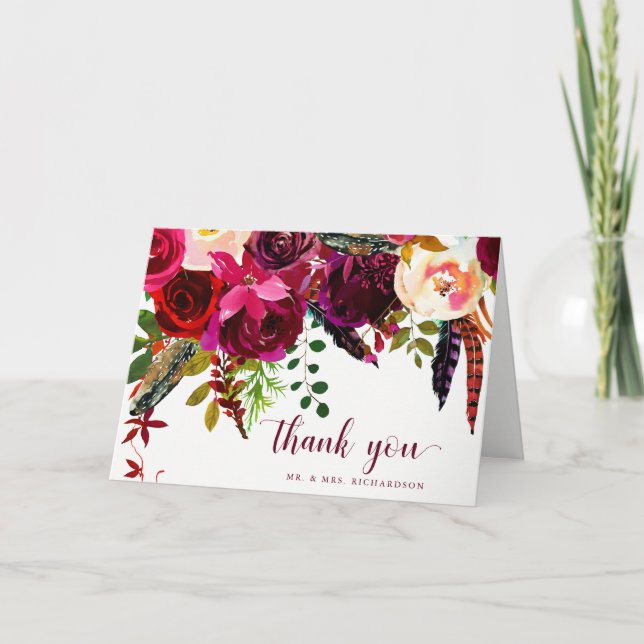 Tarjeta De Agradecimiento Boho Floral | Gracias (Anverso)