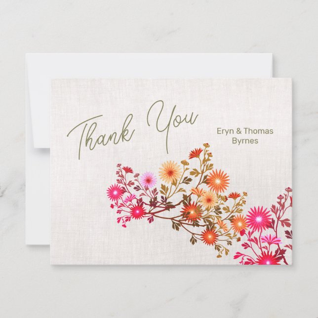 Tarjeta De Agradecimiento Boho Floral Gracias (Anverso)