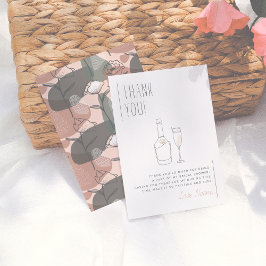 Tarjeta De Agradecimiento Boho Floral Green & Pink Bridal Shower