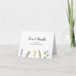Tarjeta De Agradecimiento Boho Floral rústica Boda elegante