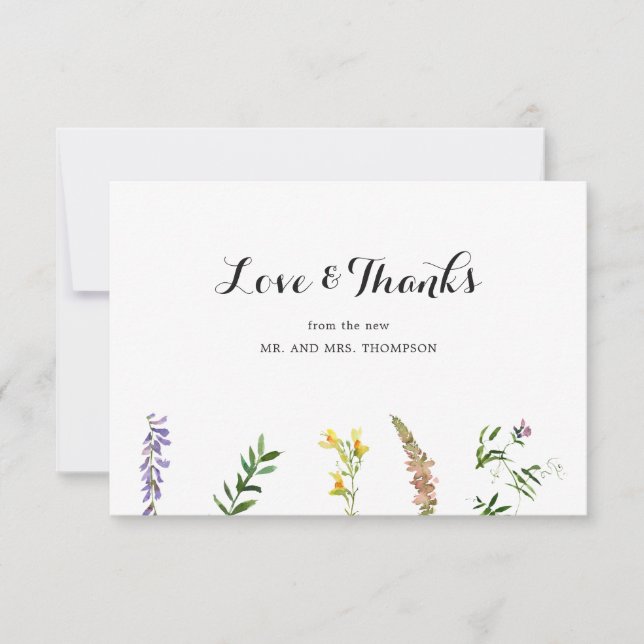 Tarjeta De Agradecimiento Boho Floral rústica Boda elegante (Anverso)