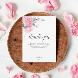 Tarjeta De Agradecimiento Boho Flores Rosadas Claras Baby Shower