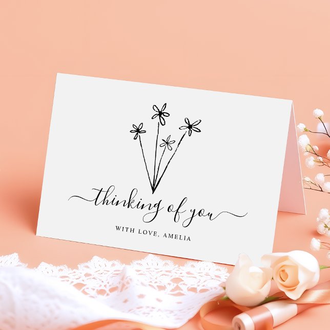 Tarjeta De Agradecimiento Boho Flowers Thinking of You Sympathy Card (Subido por el creador)
