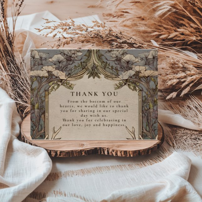 Tarjeta De Agradecimiento Boho Forest Antler Wedding (Subido por el creador)