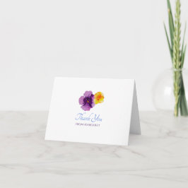 Tarjeta De Agradecimiento Boho Garden Fiesta Pansies Floral ilustrada a mano