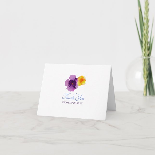 Tarjeta De Agradecimiento Boho Garden Fiesta Pansies Floral ilustrada a mano (Anverso)