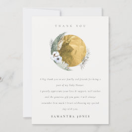 Tarjeta De Agradecimiento Boho Gold Saga Green Floral Wreath Baby Shower