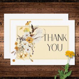 Tarjeta De Agradecimiento Boho Golden Yellow Meadow florió Boda amarillo