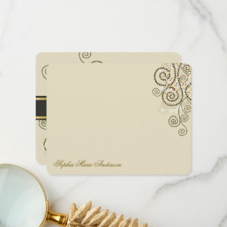 Tarjeta De Agradecimiento Boho Green Spirals Dots Decor Bat / Bar Mitzvah