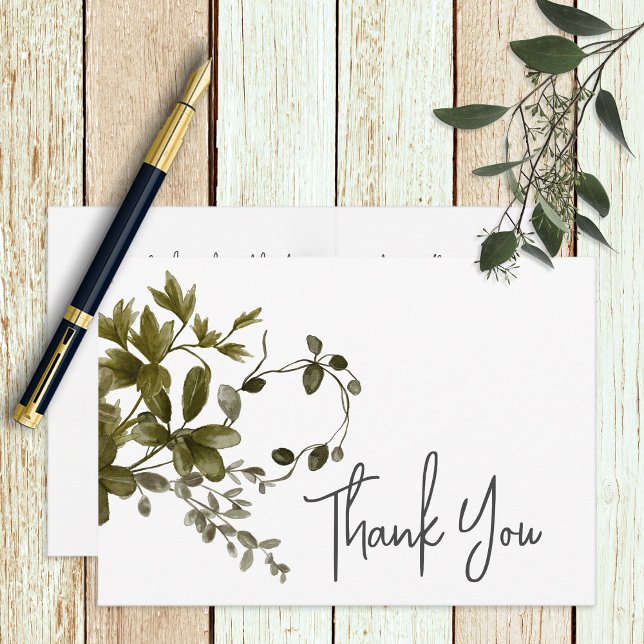 Tarjeta De Agradecimiento Boho Greenery Boda floral moderna (Subido por el creador)