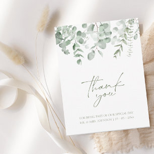 Tarjeta De Agradecimiento Boho Greenery Foliage Eucalyptus Boda Gracias