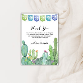 Tarjeta De Agradecimiento Boho Greenery Taco Fiesta Cactus Baby Shower