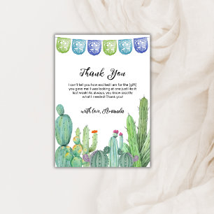 Tarjeta De Agradecimiento Boho Greenery Taco Fiesta Cactus Baby Shower