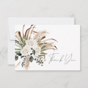 Tarjeta De Agradecimiento Boho hoja de palma eucalipto y floral beige